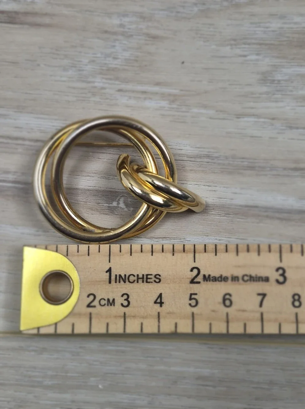 Interlocking Circle Gold Brooch - Women Jewelry